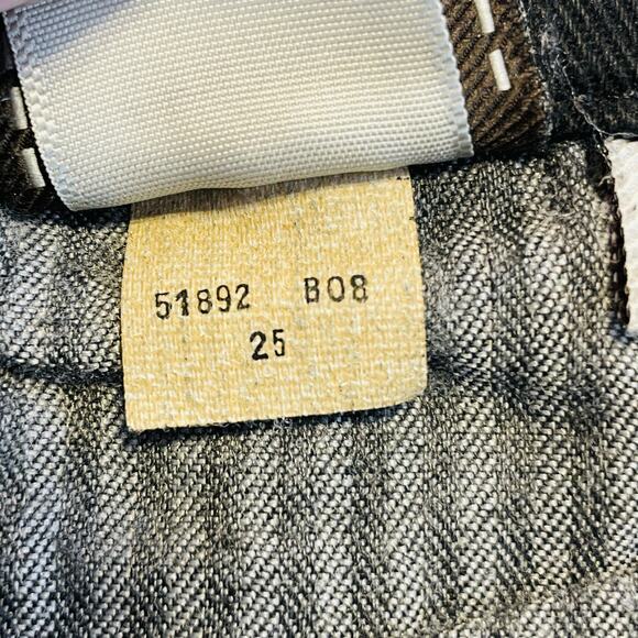 7 For All Mankind Black Denim High Raw Fringe Waist Tapered Leg Y2K Jeans 25 - Picture 10 of 13